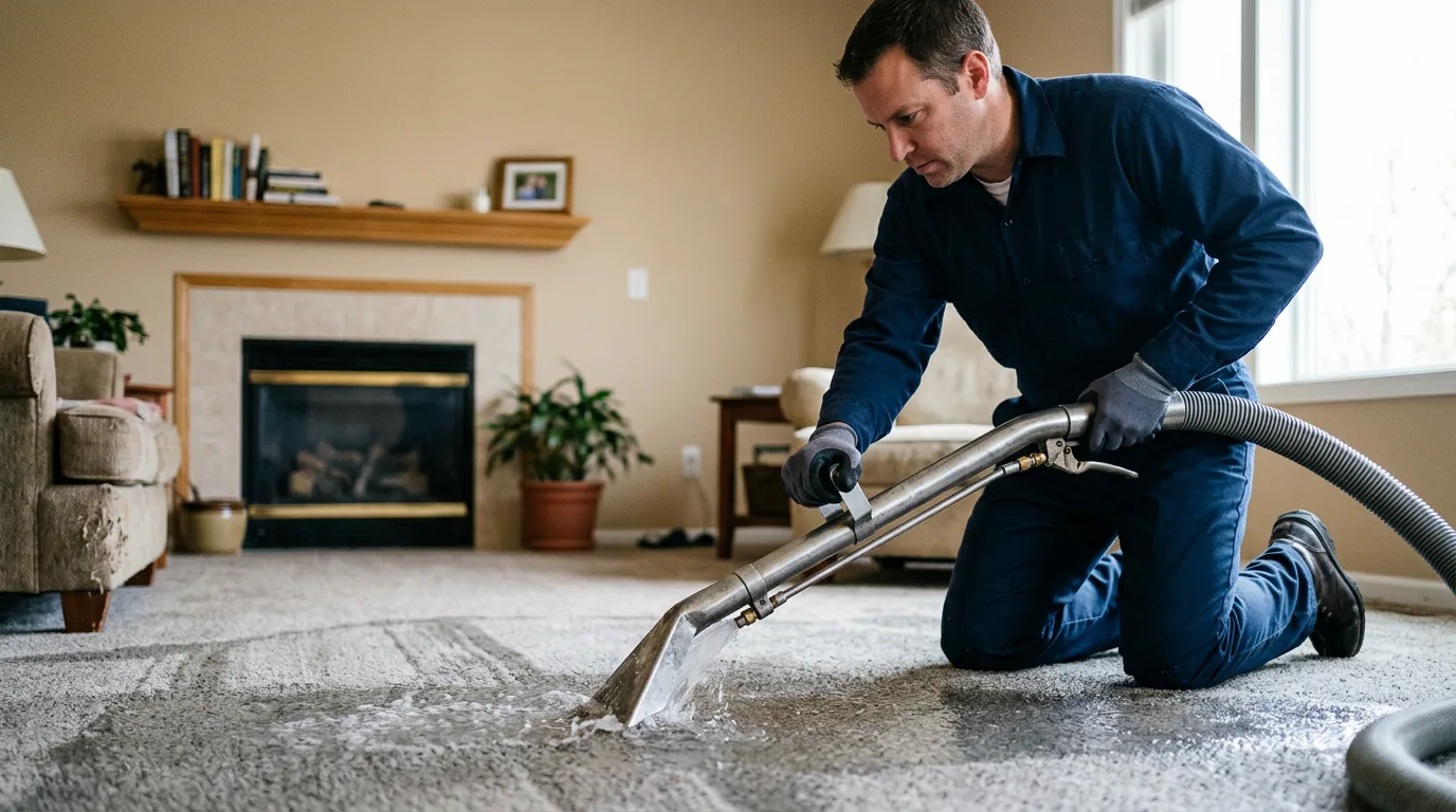 Water damage restoration technician working near Mountain Village, AK